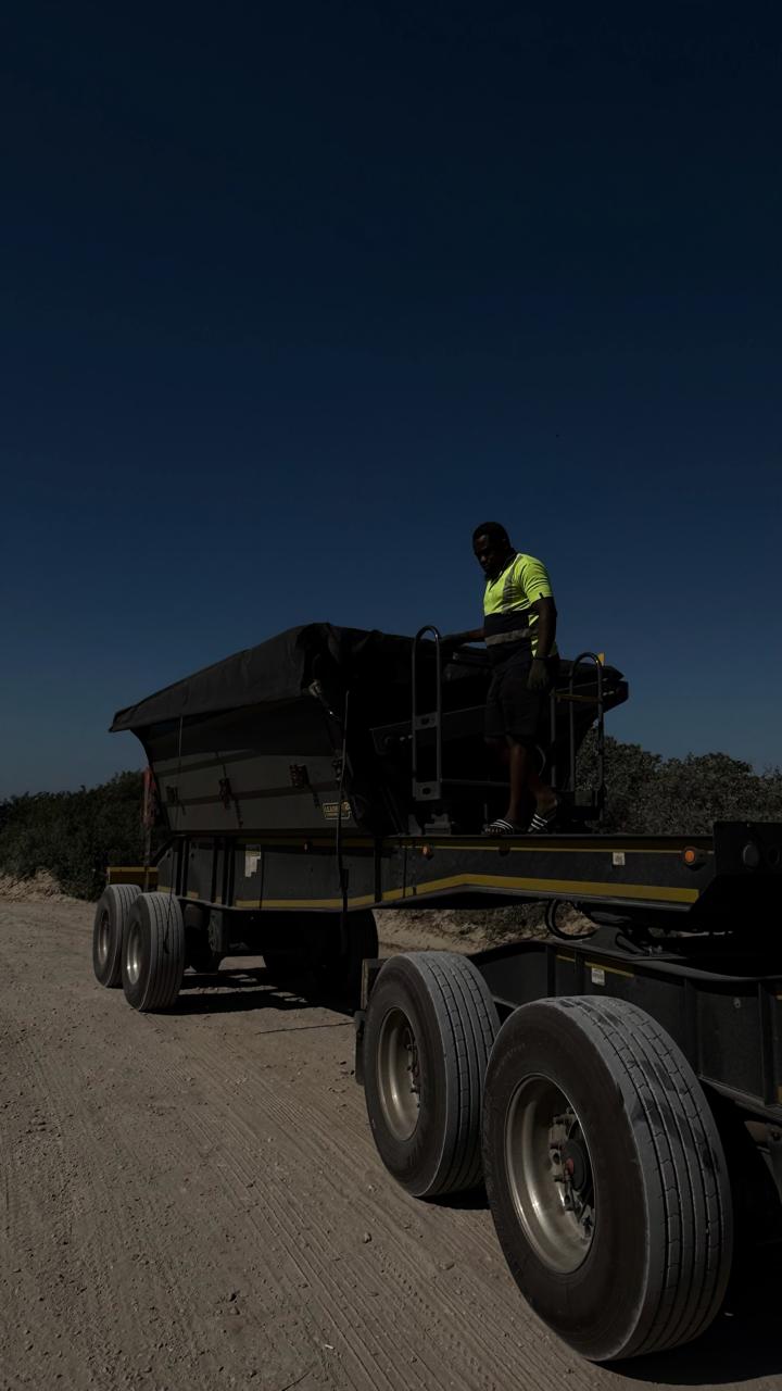 CWG team member on logistics equipment, South Africa